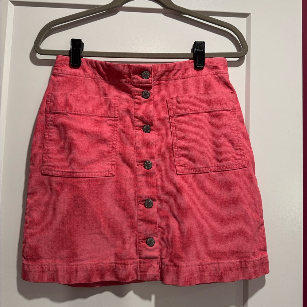 Lucky Brand pink corduroy button down mini skirt. Size 2 or 26.